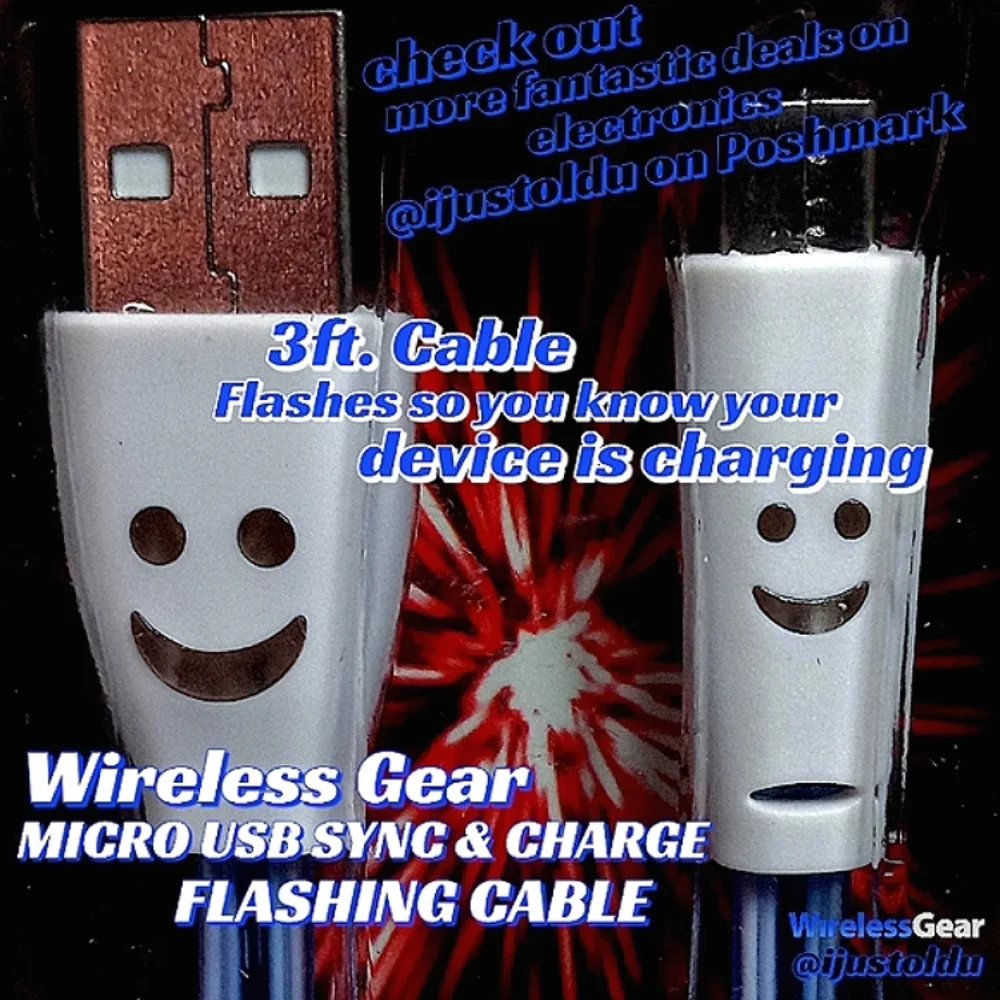 Wireless Gear Micro USB Sync & Charge Flashing Cable | 3 ft Cable | Model G0227
